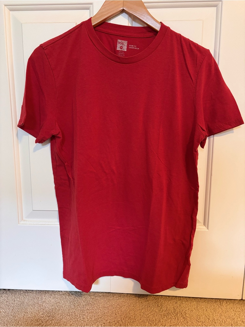 BDG Men's Short Sleeve Crew Tee in Red